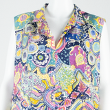 Womens Printed Top Purple V-Neck Sleeveless Crazy Pattern XL