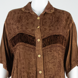 Womens Printed Shirt Brown Floral L