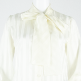 Womens Printed Blouse White Long Sleeve Striped M