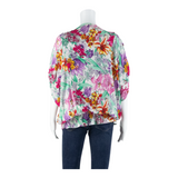 Womens Printed Top Purple V-Neck Floral XL