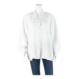 KATIES Womens Blouse White V-Neck Long Sleeve L