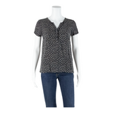 CARROLL Womens Printed Top Black V-Neck Floral S