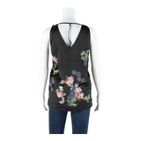RIVER ISLAND Womens Printed Vest Black V-Neck Sleeveless Floral UK 12