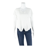 COLINE Womens Top White V-Neck Floral M