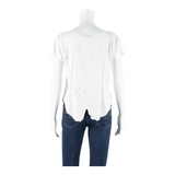 COLINE Womens Top White V-Neck Floral M