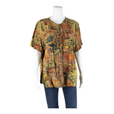 Womens Printed Blouse Brown Crazy Pattern L