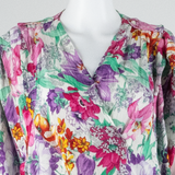 Womens Printed Top Purple V-Neck Floral XL