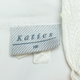 KATIES Womens Blouse White V-Neck Long Sleeve L