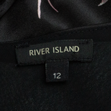 RIVER ISLAND Womens Printed Vest Black V-Neck Sleeveless Floral UK 12