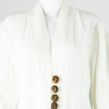 Womens Blouse White V-Neck Long Sleeve M