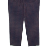 BENETTON Check Suit Womens Trousers Blue Regular Straight Wool W36 L28