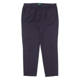 BENETTON Check Suit Womens Trousers Blue Regular Straight Wool W36 L28