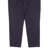 BENETTON Check Suit Womens Trousers Blue Regular Straight Wool W36 L28