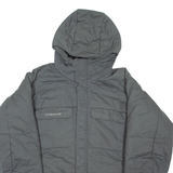 COLUMBIA TITANIUM Mens Puffer Jacket Grey Nylon Hooded Check L