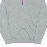 PUMA Mens Jumper Grey 1/4 Zip Tight Knit L