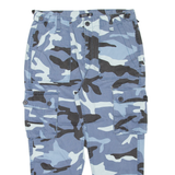 BERSHKA Camo Cargo Womens Trousers Blue Regular Tapered W32 L23