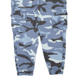BERSHKA Camo Cargo Womens Trousers Blue Regular Tapered W32 L23