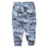 BERSHKA Camo Cargo Womens Trousers Blue Regular Tapered W32 L23