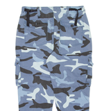 BERSHKA Camo Cargo Womens Trousers Blue Regular Tapered W32 L23