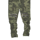 JOHN Ruched Mens Trousers Green Regular Skinny W28 L32