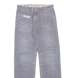 RED CHILI Striped Womens Trousers Blue Regular Straight W30 L33