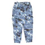 BERSHKA Camo Womens Trousers Blue Regular Tapered W28 L24