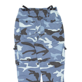 BERSHKA Camo Womens Trousers Blue Regular Tapered W28 L24