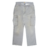 CARHARTT Workwear Cargo Mens Trousers Grey Relaxed Straight W34 L30