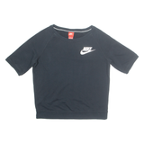 NIKE Short Sleeve Mens Sweatshirt Black Crew Neck M