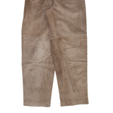 Womens Leather Trousers Brown Relaxed Tapered W24 L27