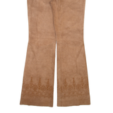 DINO'Z Womens Leather Trousers Brown Regular Bootcut W28 L33