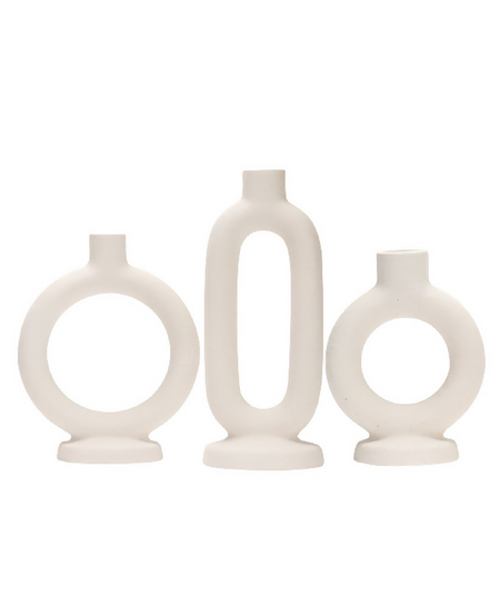 ANYDECO White Ceramic Candle Holder – Nordic Candlestick Stand for Modern Home Decor