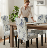 Anyseat White with Blue Butterfly Design Chair Cover – Elastic Slipcover with Anti‑Dirt Protection for Dining Room, Kitchen, Wedding, Hotel, Banquet & Restaurant