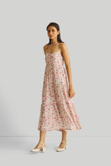 Strappy Tiered Maxi Dress in Pink Florals