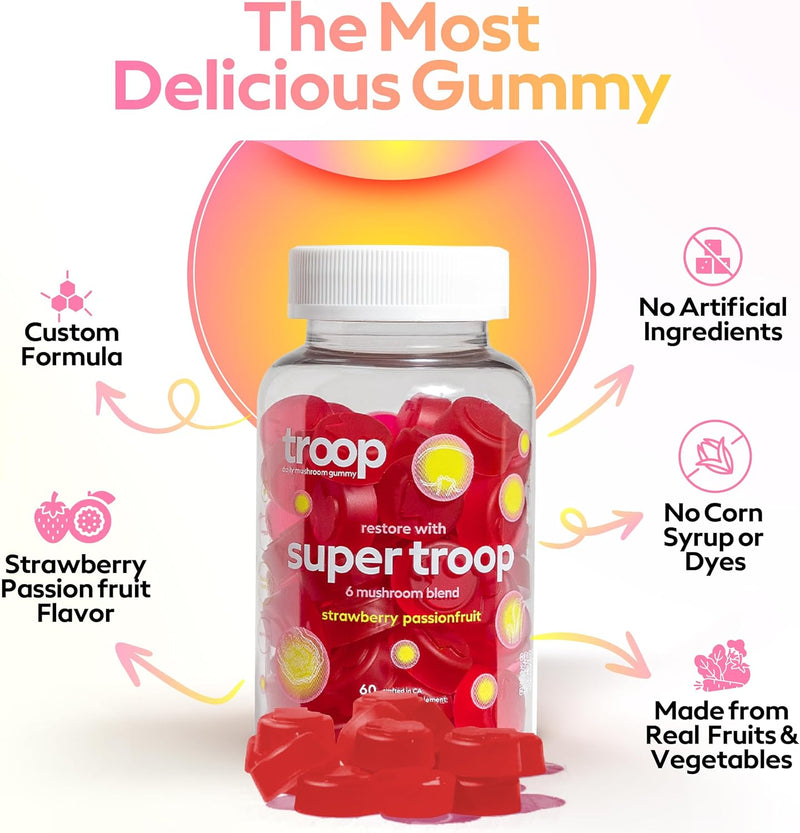 Super Troop - 6 Mushroom Blend Energy/ Immunity Gummies