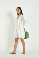 Summer Scene Dress in Coconut White