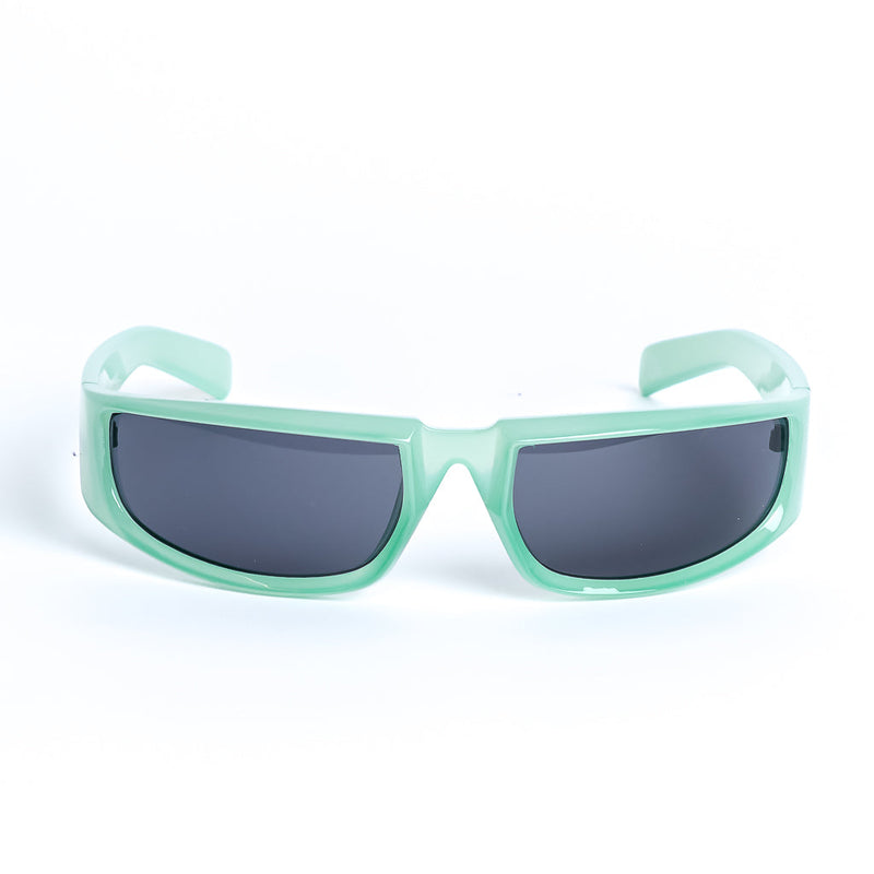Retro Wrap Around Racer Sunglasses in Green