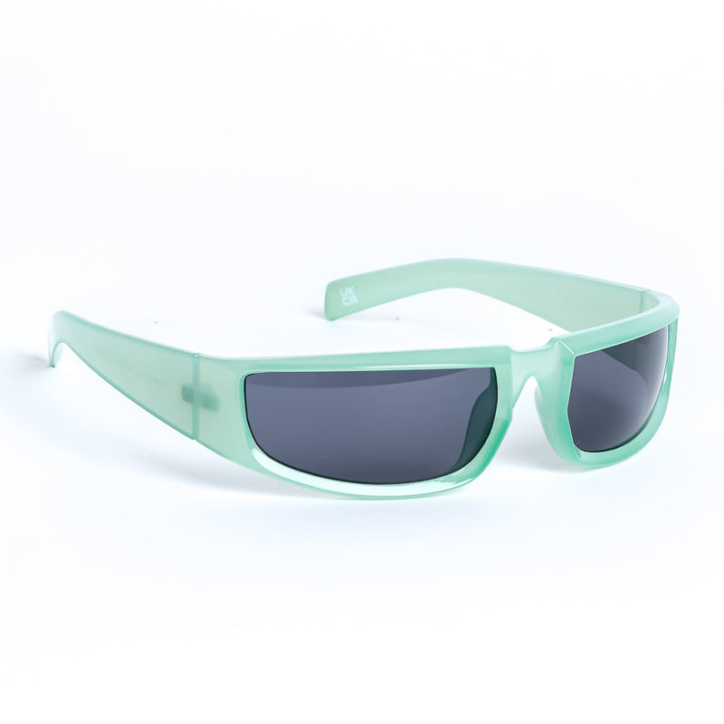 Retro Wrap Around Racer Sunglasses in Green