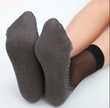 Anyfootwear 10 Pairs Free Size Fashion Socks High Quality Velvet Silk Spring Summer Breathable Soft Cotton Bottom Wicking Slip-resistant for Women Black