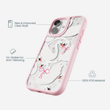 Clear Swan Garden iPhone 17 Case With Petal Pink Ridge (MagSafe included)