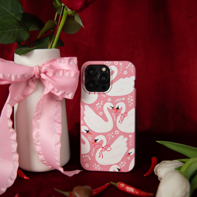 Bubblegum Pink Swan Garden Samsung Galaxy S25 Case