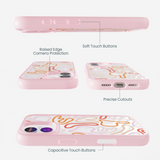 Clear Sweet Doodles iPhone 17 Case With Petal Pink Ridge (MagSafe included)