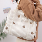 Anysort Mommy Diaper Bag Stuff Bear Handbag Embroidery Quilted Shoulder Mommy Bag Stroller for Baby