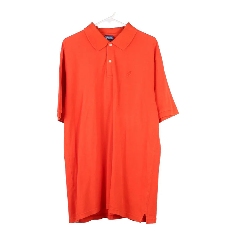 Asics Polo Shirt - Large Orange Cotton Blend