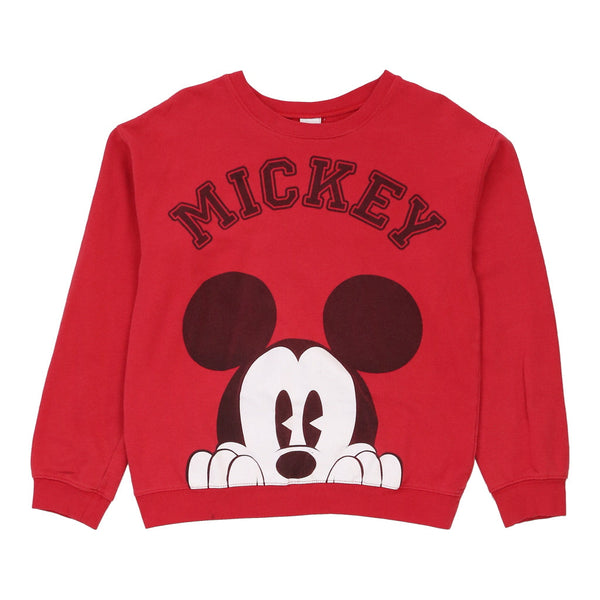 Age 11-13 Disney Cartoon Sweatshirt - Large Red Cotton Blend