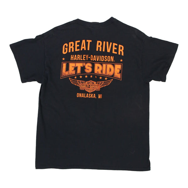 Vintage black Onalaska, WI Harley Davidson T-Shirt - mens large
