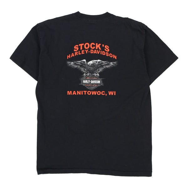 Vintage black Manitowoc, WI Harley Davidson T-Shirt - mens x-large