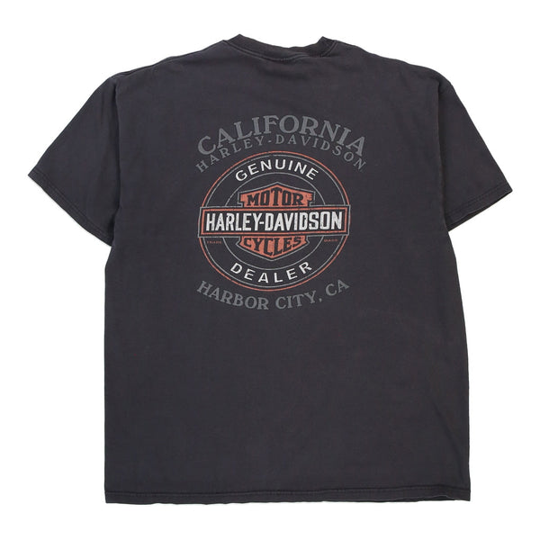 Vintage black Harbour City, CA Harley Davidson T-Shirt - mens x-large