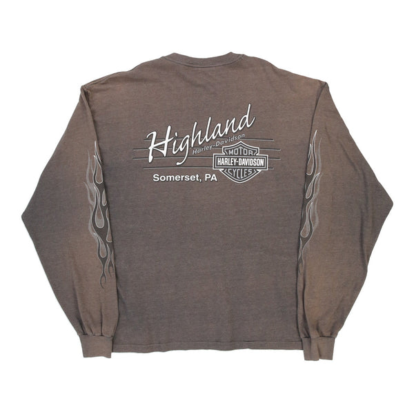 Vintage brown Sommerset, PA Harley Davidson Long Sleeve T-Shirt - mens x-large