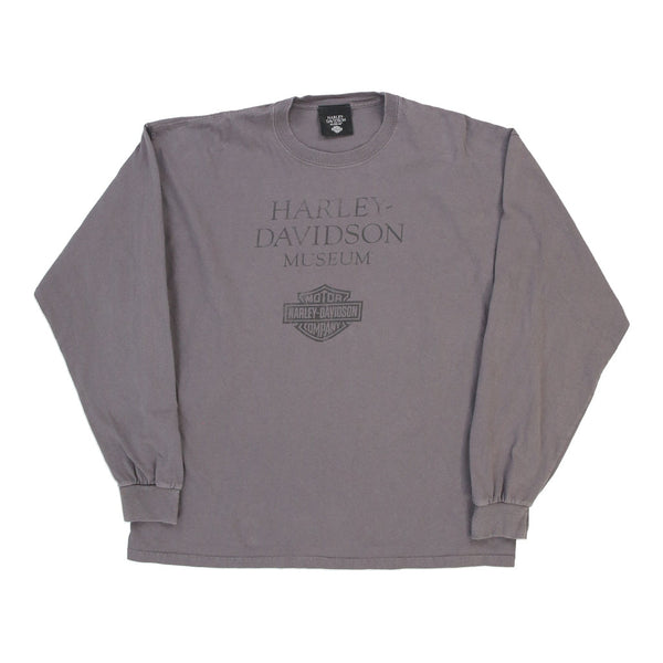 Vintage grey Museum Harley Davidson Long Sleeve T-Shirt - mens x-large